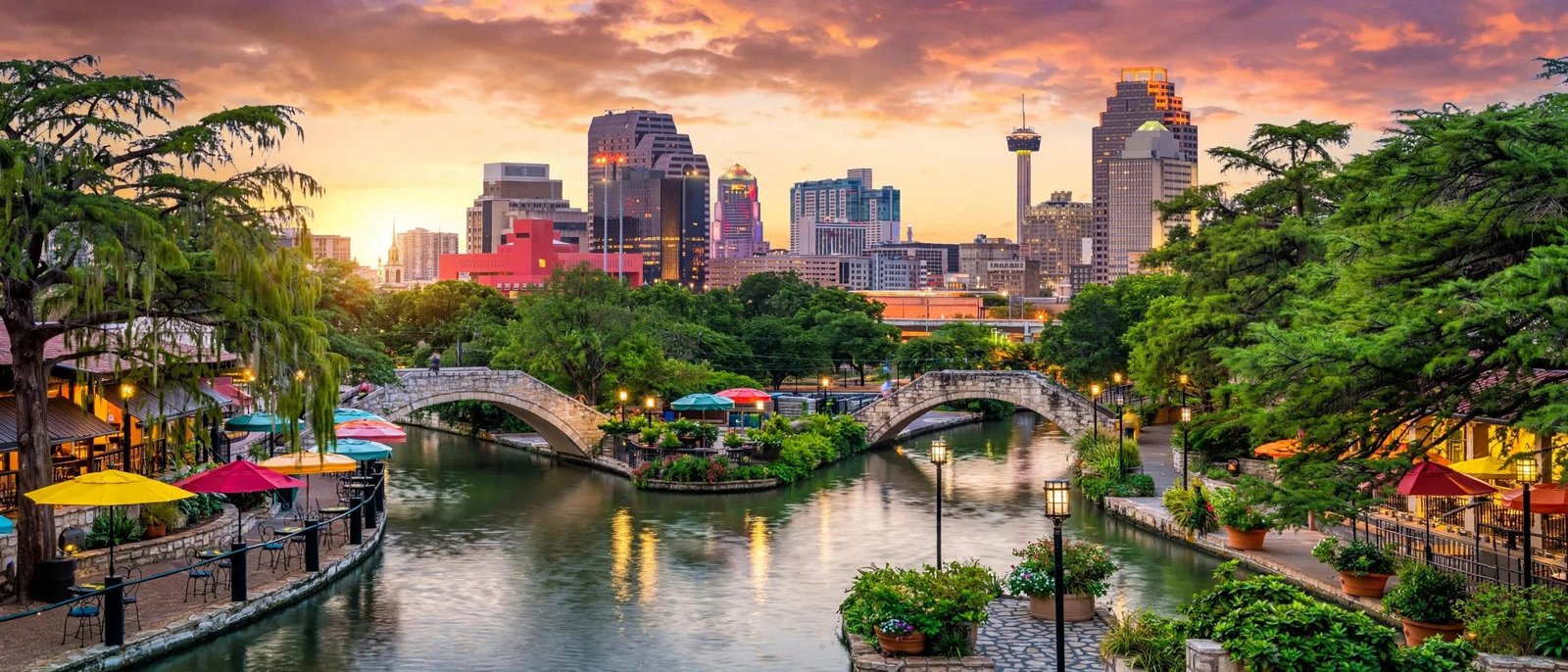 San Antonio River Walk at sunset